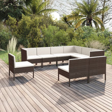 9-Delige Loungeset Met Kussens Poly Rattan Bruin 1