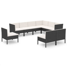 9-Delige Loungeset Met Kussens Poly Rattan Zwart 1