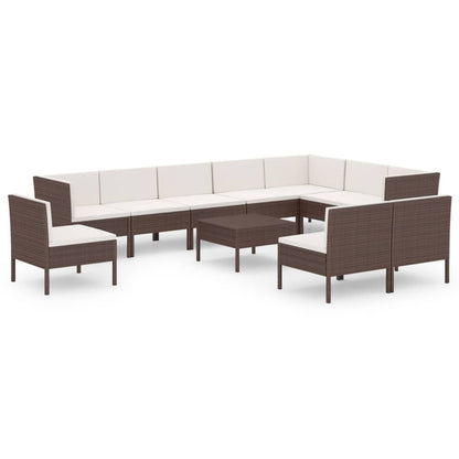1 Loungeset Met Kussens Poly Rattan Bruin 1
