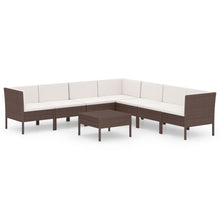 8-Delige Loungeset Met Kussens Poly Rattan Bruin 1