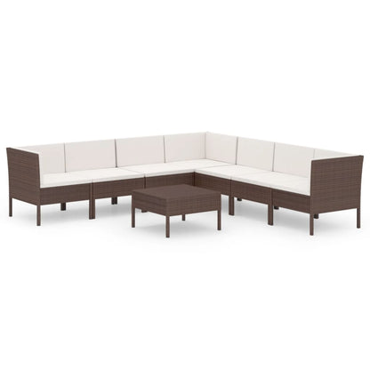 8-Delige Loungeset Met Kussens Poly Rattan Bruin 1