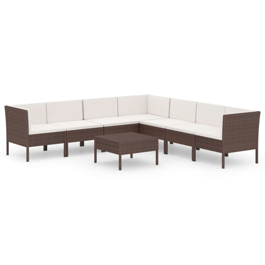 8-Delige Loungeset Met Kussens Poly Rattan Bruin 1