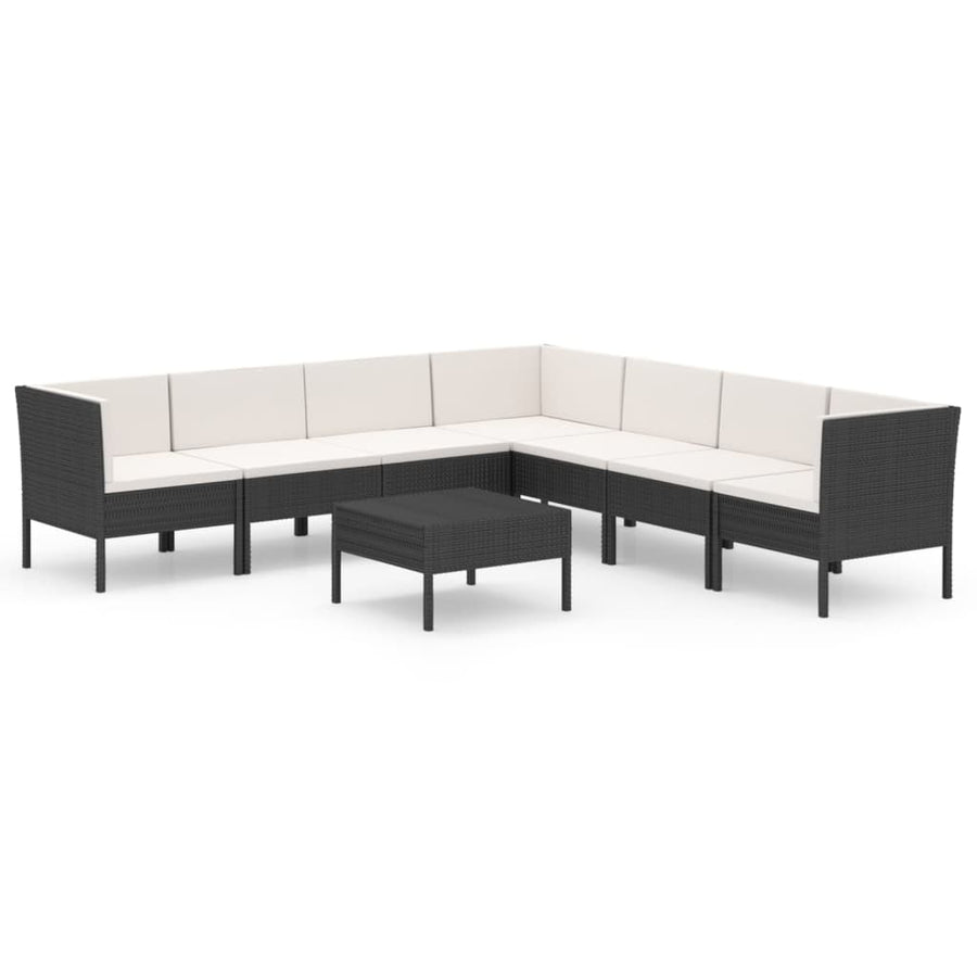 8-Delige Loungeset Met Kussens Poly Rattan Zwart 1