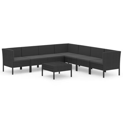 8-Delige Loungeset Met Kussens Poly Rattan Zwart 1