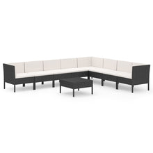 9-Delige Loungeset Met Kussens Poly Rattan Zwart 1