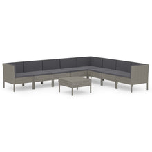 9-Delige Loungeset Met Kussens Poly Rattan Grijs 1