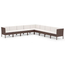 9-Delige Loungeset Met Kussens Poly Rattan Bruin 1