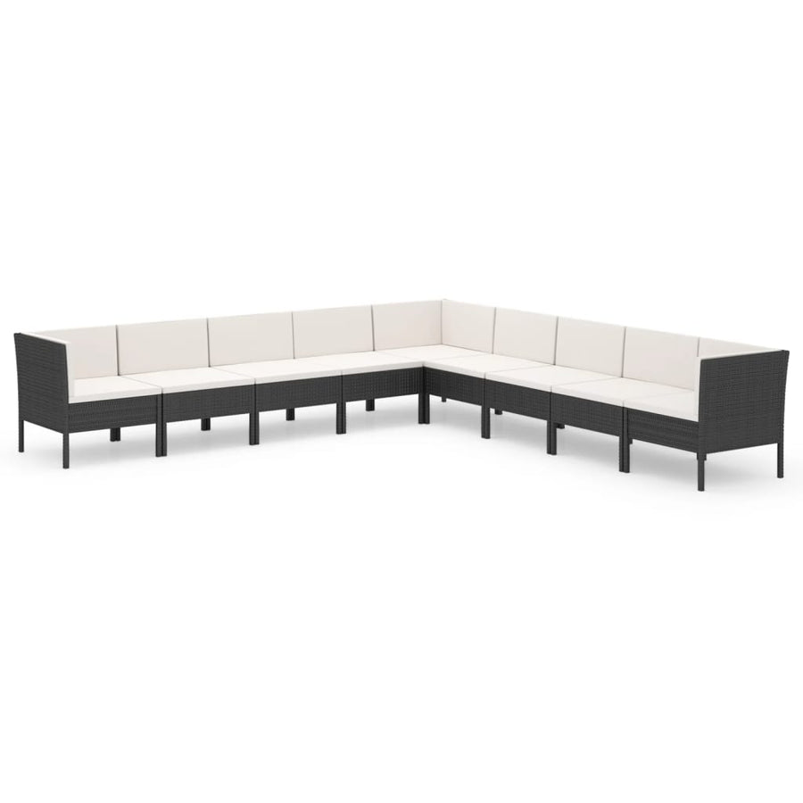 9-Delige Loungeset Met Kussens Poly Rattan Zwart 1