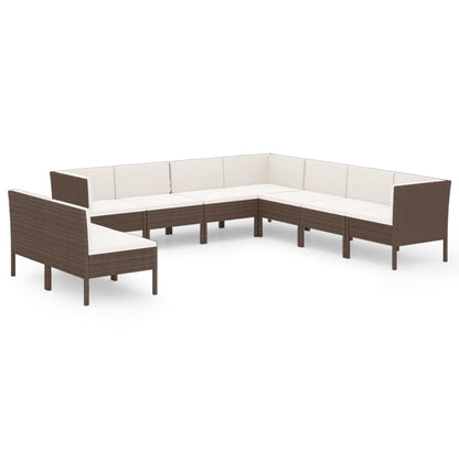 9-Delige Loungeset Met Kussens Poly Rattan Bruin 1