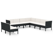 9-Delige Loungeset Met Kussens Poly Rattan Zwart 1