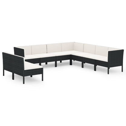 9-Delige Loungeset Met Kussens Poly Rattan Zwart 1
