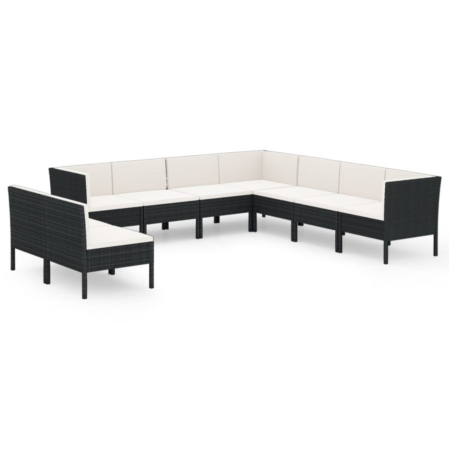 9-Delige Loungeset Met Kussens Poly Rattan Zwart 1