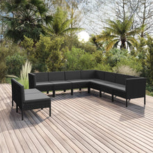 9-Delige Loungeset Met Kussens Poly Rattan Zwart 1