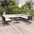 -Delige Loungeset Met Kussens Poly Rattan Bruin 7x midden + 3x hoek + Tafel