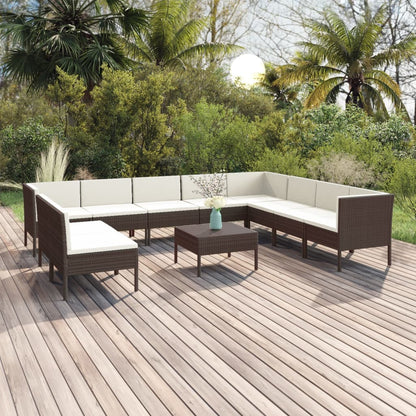 1 Loungeset Met Kussens Poly Rattan Bruin 1