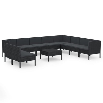 1 Loungeset Met Kussens Poly Rattan Zwart 1