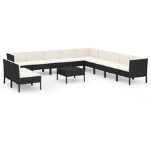 12-Delige Loungeset Met Kussens Poly Rattan Zwart 1