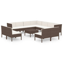 12-Delige Loungeset Met Kussens Poly Rattan Bruin 1