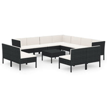 12-Delige Loungeset Met Kussens Poly Rattan Zwart 1