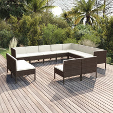 12-Delige Loungeset Met Kussens Poly Rattan Bruin 1