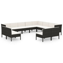12-Delige Loungeset Met Kussens Poly Rattan Zwart 1