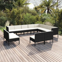 12-Delige Loungeset Met Kussens Poly Rattan Zwart 1