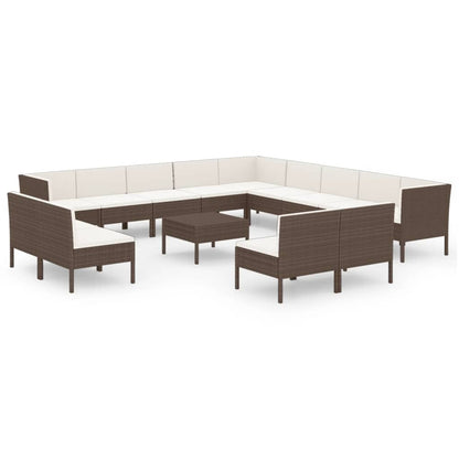 14-Delige Loungeset Met Kussens Poly Rattan Bruin 1