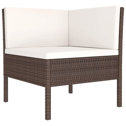 1 Loungeset Met Kussens Poly Rattan Bruin 1