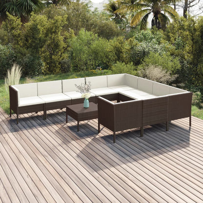 1 Loungeset Met Kussens Poly Rattan Bruin 1
