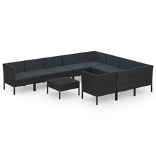 1 Loungeset Met Kussens Poly Rattan Zwart 1