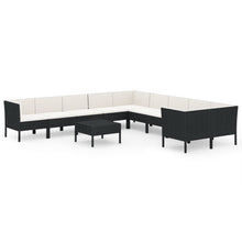 1 Loungeset Met Kussens Poly Rattan Zwart 1