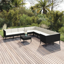 1 Loungeset Met Kussens Poly Rattan Zwart 1