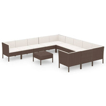 12-Delige Loungeset Met Kussens Poly Rattan Bruin 1