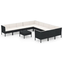 12-Delige Loungeset Met Kussens Poly Rattan Zwart 1