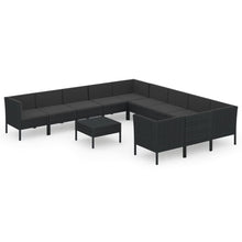12-Delige Loungeset Met Kussens Poly Rattan Zwart 1