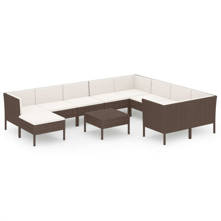 1 Loungeset Met Kussens Poly Rattan Bruin 1