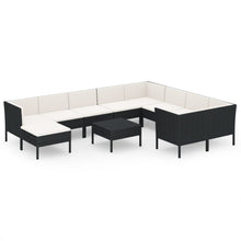 1 Loungeset Met Kussens Poly Rattan Zwart 1