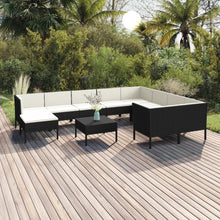 1 Loungeset Met Kussens Poly Rattan Zwart 1