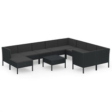 1 Loungeset Met Kussens Poly Rattan Zwart 1