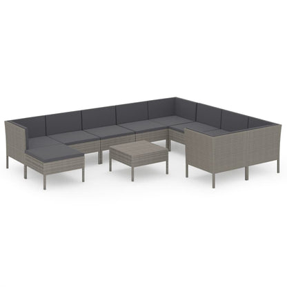 1 Loungeset Met Kussens Poly Rattan Grijs 1