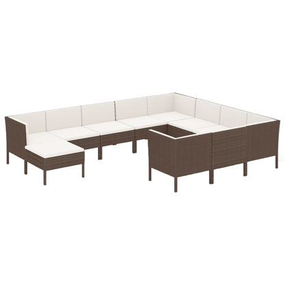 1 Loungeset Met Kussens Poly Rattan Bruin 1