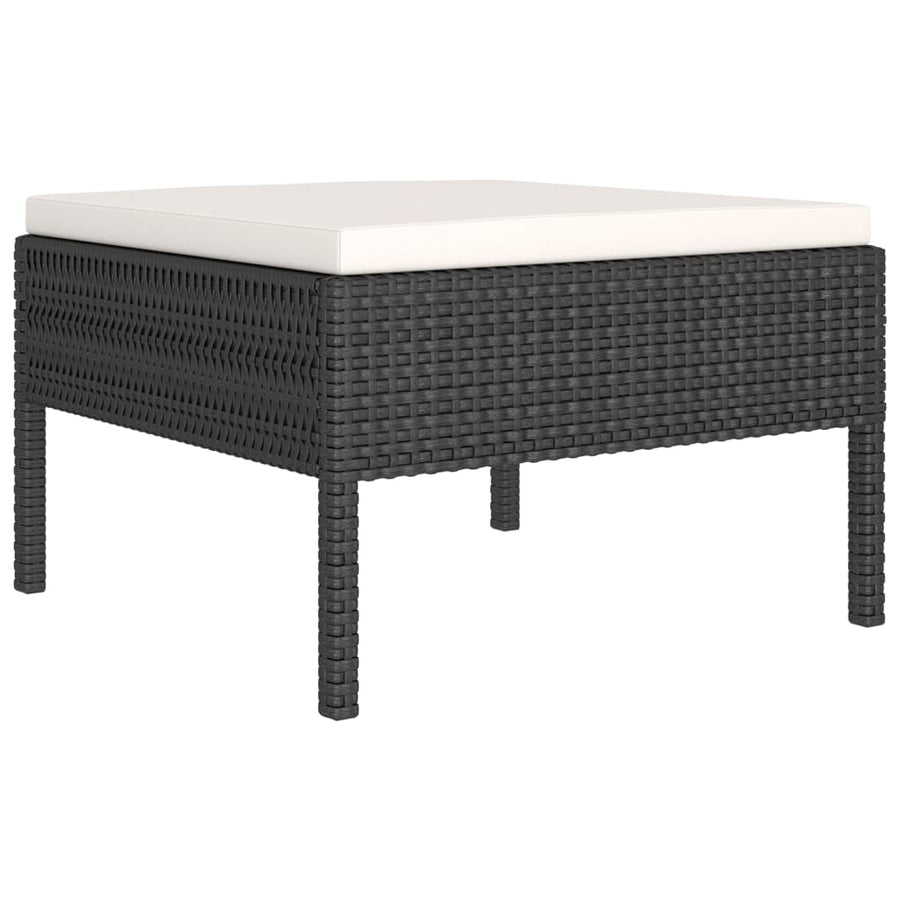 1 Loungeset Met Kussens Poly Rattan Zwart 1