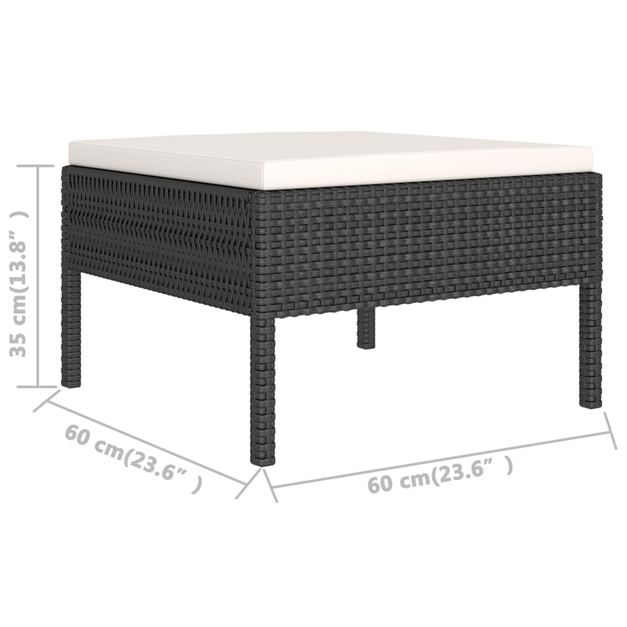 1 Loungeset Met Kussens Poly Rattan Zwart 1