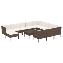 12-Delige Loungeset Met Kussens Poly Rattan Bruin 1
