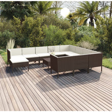 12-Delige Loungeset Met Kussens Poly Rattan Bruin 1