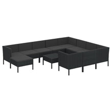12-Delige Loungeset Met Kussens Poly Rattan Zwart 1