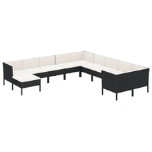 1 Loungeset Met Kussens Poly Rattan Zwart 1