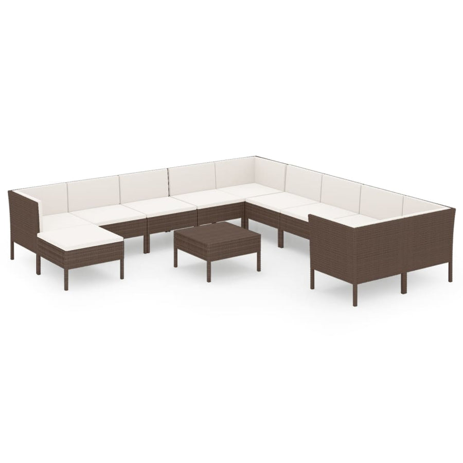 12-Delige Loungeset Met Kussens Poly Rattan Bruin 1