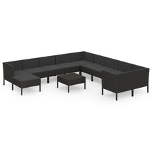 12-Delige Loungeset Met Kussens Poly Rattan Zwart 1