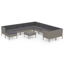 12-Delige Loungeset Met Kussens Poly Rattan Grijs 1